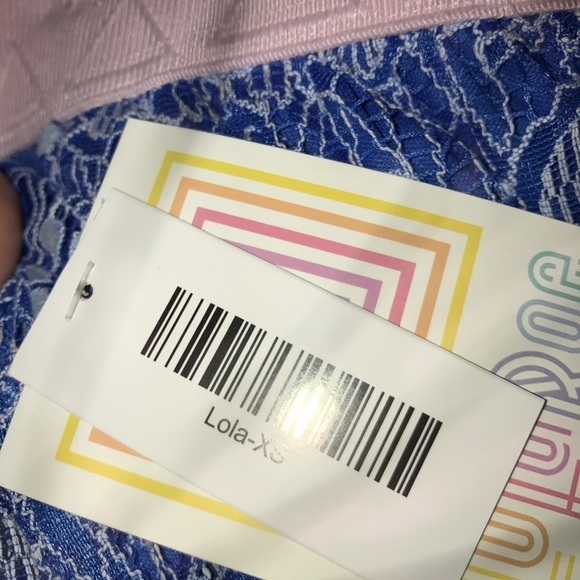 LuLaRoe XS white & blue floral lace Lola skirt - Picture 7 of 8